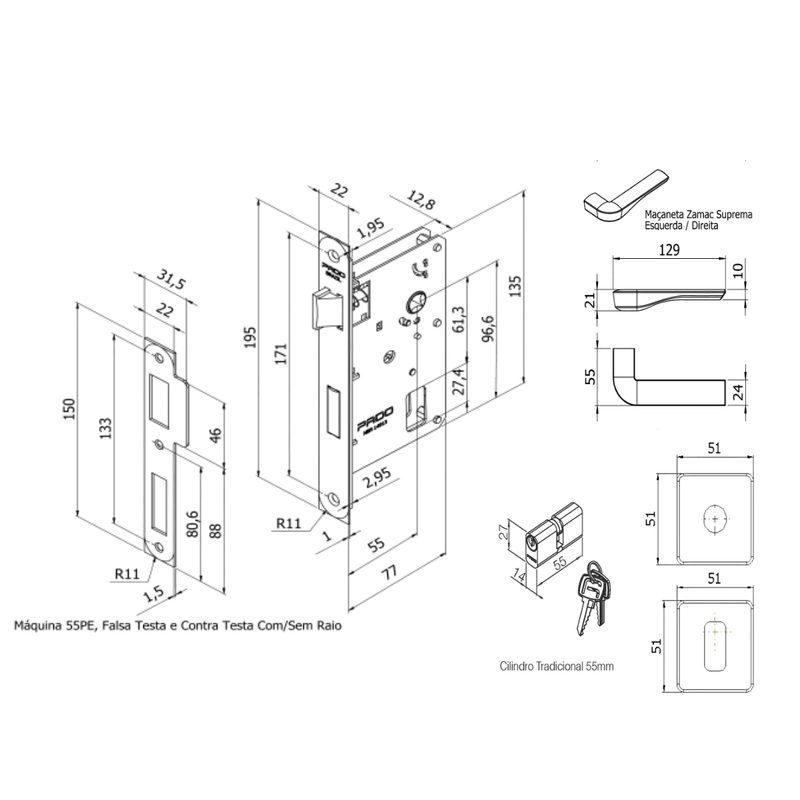 c*p様 noremidブラック Fechadura Suprema Preto Texturizado Externa - lojapado
